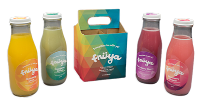 Juice bottle package design project by North Island College Interactive Media alumni Krista McAllister